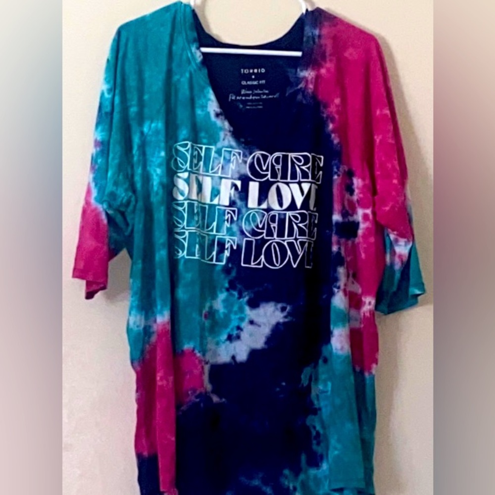 Torrid Tie Dye Tunic says “Self Love”
